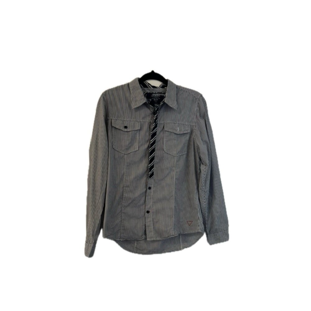 VTG Y2K Guess Mens XL Pin Stripe Casual Button Up Shirt
